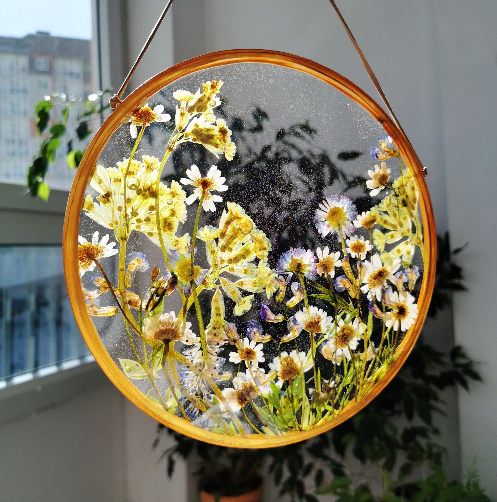 Pressed flower frame resin art dried flower wall decor boho decor