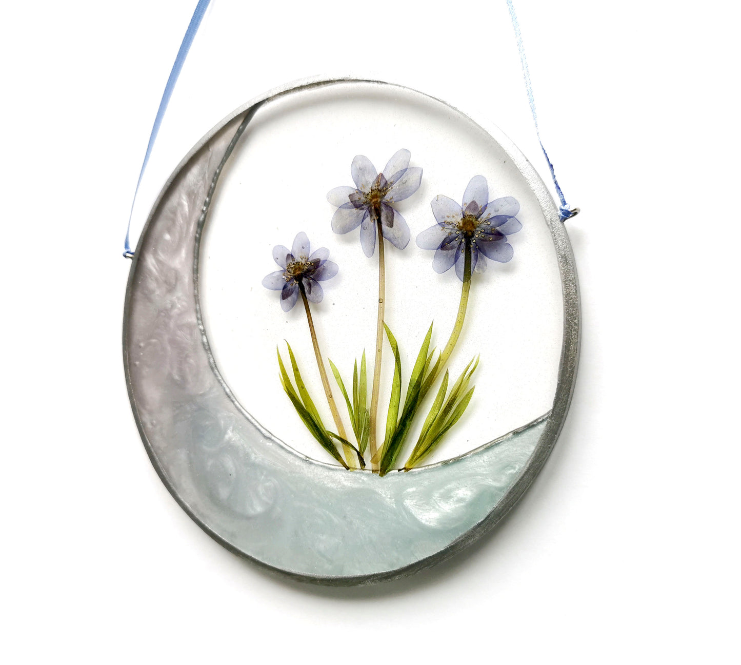 Moon wall hanging with pressed flower frame